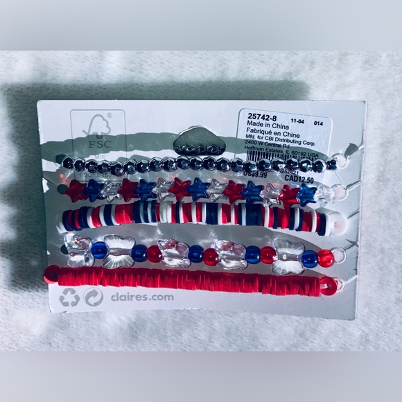 NEW! Claire’s Patriotic 4th of July Beaded Bracelets. - Picture 2 of 2
